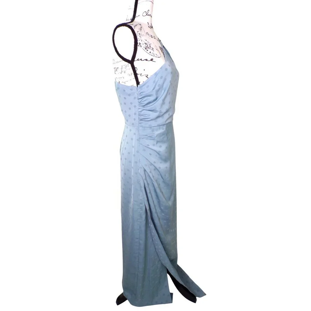 🆕FAVORITE DAUGHTER The Singles Table One Shoulder Dress Gown Polka Dot Blue 4 - Picture 13 of 16